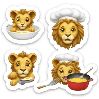 lion cooking scramble egg sticker
