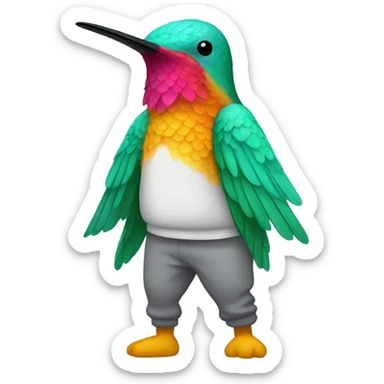 Humming bird wearing sweatpants sticker