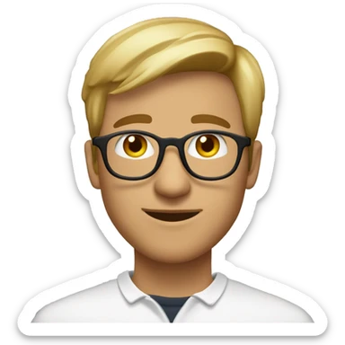 Mann, 26 Jahre, runde Brille mit Goldgestell, Oberlippenbart, dunkelblond sticker