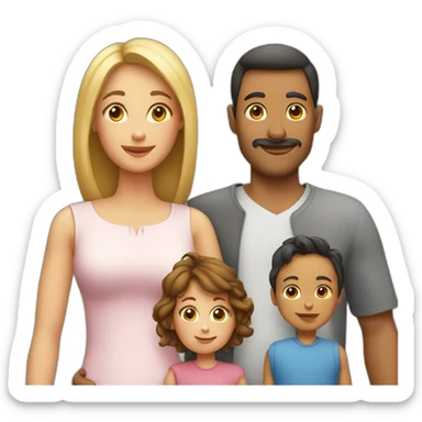 Family with 4, father, mother, Big boy, small girl sticker