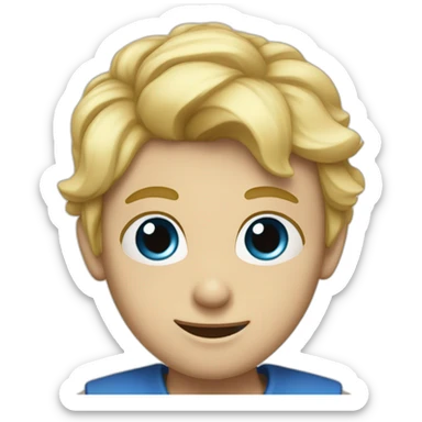 A rambunctious blonde hair blue eye boy with dimples on his cheeks. sticker