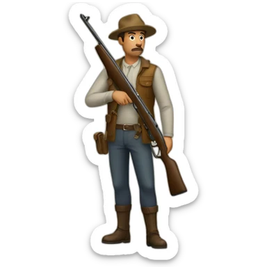 Man with hunting rifle sticker