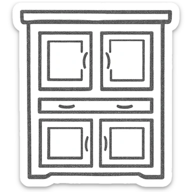 hand drawn sketch style kitchen cabinet made of wood sticker