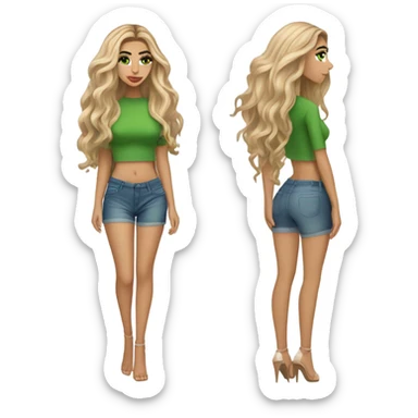 chantel jeffries long blonde hair green eyes full body sticker