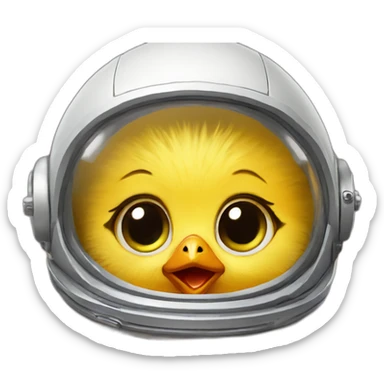 astronaut baby chick, anxious about a rocket ship flight sticker