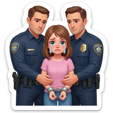 crying white teen girl in handcuffs being stripped naked by male cops in her room sticker