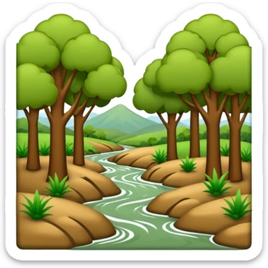alluvial/riparian woodlands (simplistic; iOS emoji style) sticker