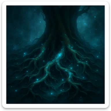 tree roots, fantasy style, glowing accents, magical atmosphere sticker