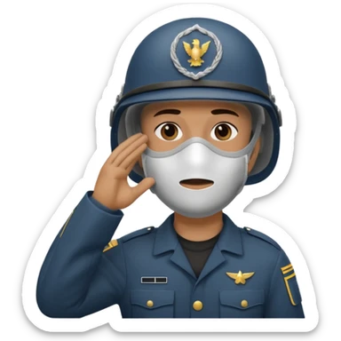 Soldier saluting with helmet + mouth mask sticker