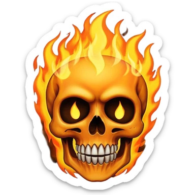 A burning skull with high flames sticker