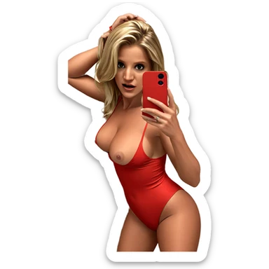 blonde girl in red swimsuit sticker