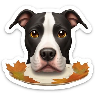 Black pitbull with thanksgiving plate brown eyes sticker