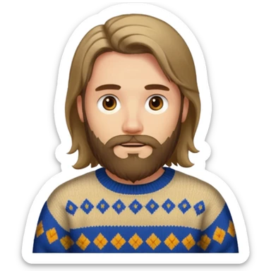 long hair bearded man sweater sticker