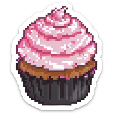 A cupcake with pink icing sticker
