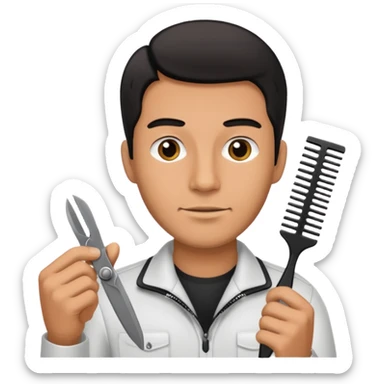 Man holding clippers and comb sticker