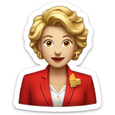Posh-woman-with-red-suit-offering-goldbar sticker