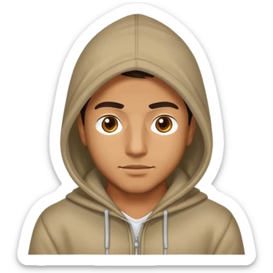 Hispanic guy wearing hood sticker