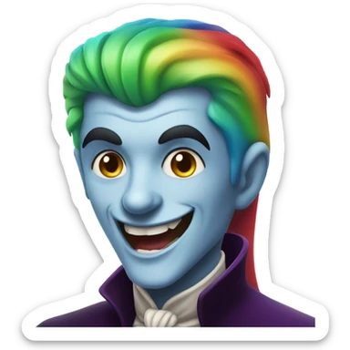 Rainbow haired Dracula having a good time sticker
