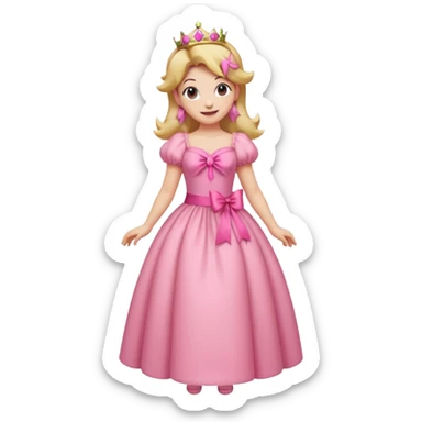 Princess peach full body with a pink ribbon tied to her hair sticker