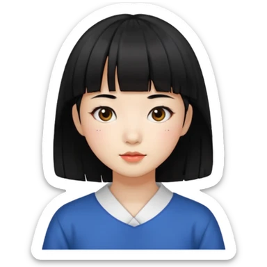 Short hair black bang Korean girl sticker