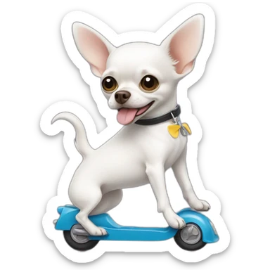 white chihuahua on scooter sticker