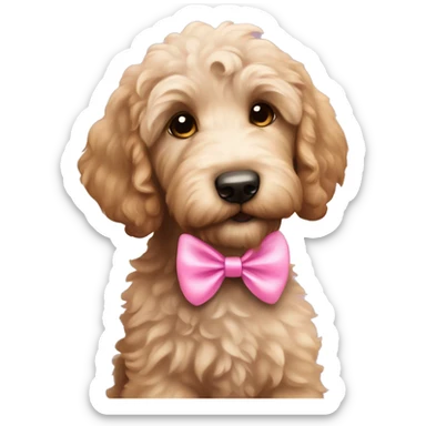 Labradoodle puppy with pink bow sticker