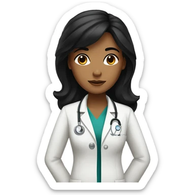 tan girl doctor with black hair  sticker