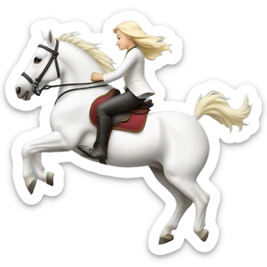 Blonde rider Jumping white horse sticker