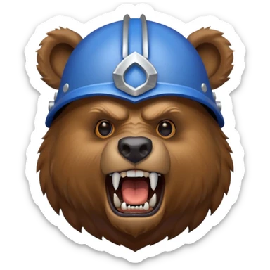 Bear wearing blue horned helmet growling sticker