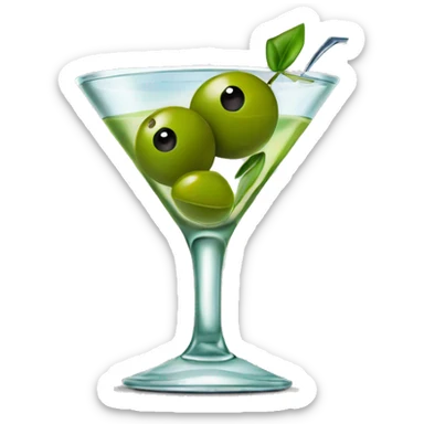 Martini with diamond olive pick and 3 green olives  sticker