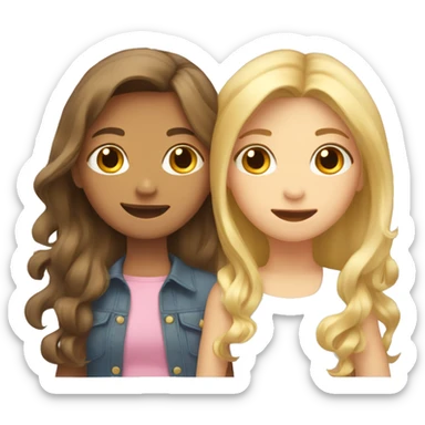 Hugs two girls one with blond long hair and the other one with short brown hair  sticker