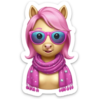 pink pony wearing sunglasses and a sparkly scarf sticker