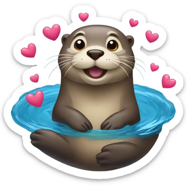 Otter with hearts sticker