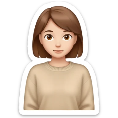cute girl with brown hair and a beige sweater sticker