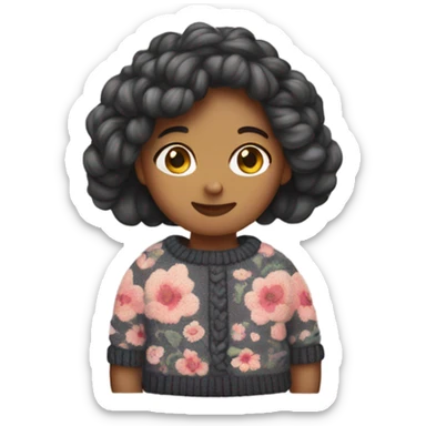 Knit floral sweater girl sticker