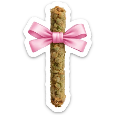 Rolled cbd blunt with a baby pink ribbon on it sticker
