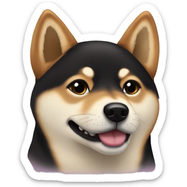 The Shiba inu is black in color with hearts in its eyes sticker