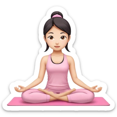 asian yoga girl light pink clothes  sticker