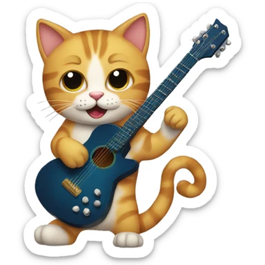 cat playing guitar sticker