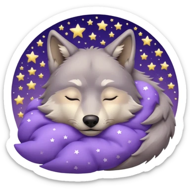 A wolf of winterfell from game of thrones sleeping under lilac stars sticker