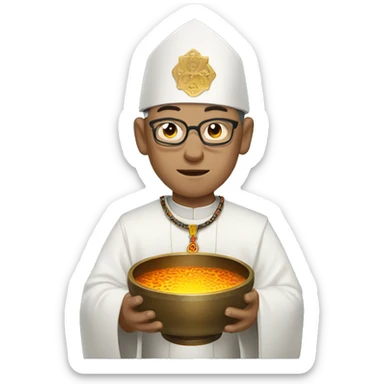 man dressed as a priest, with a tibetan bowl  sticker