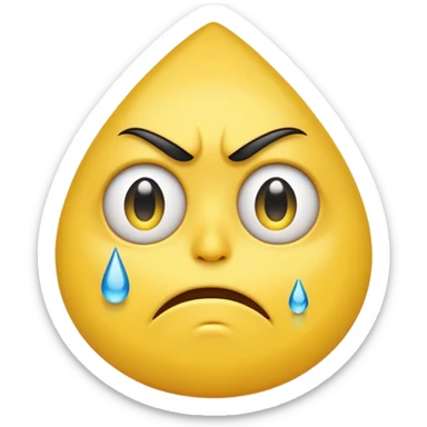 Yellow angry face with tears in eyes sticker