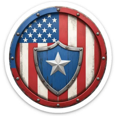 A Circle Shield With American Flag Printed On It sticker