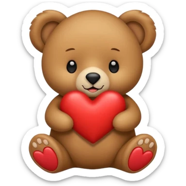 Osito con corazon i en el centro de corazon nombre agata sticker