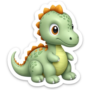 Adorable cute sage green dinosaur stuffed toy sticker