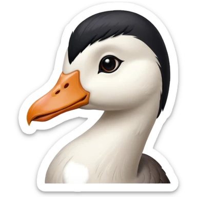 goose portrait with black hair and bangs sticker