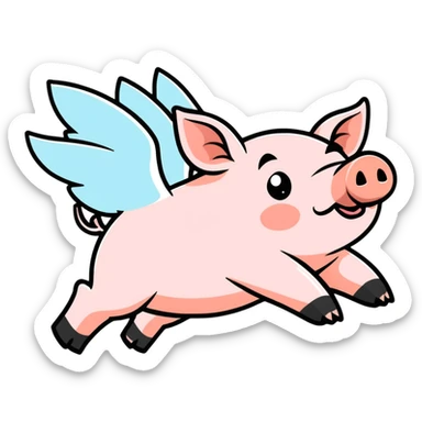 Pig flying  sticker