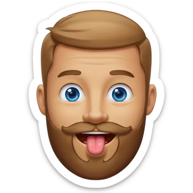Man with beard sticking tongue out sticker