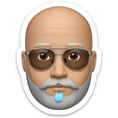 Bald male, black sunglasses, gray goatee beard, realistic portrait sticker