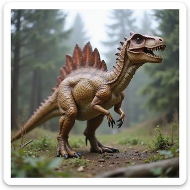 realistic spinosaurus dinosaur in natural environment, detailed, lifelike sticker